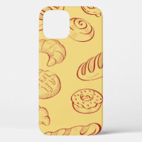 Bakery, croissant, food vintage seamless pattern