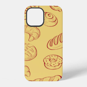 Bakery, croissant, food vintage seamless pattern iPhone 12 case