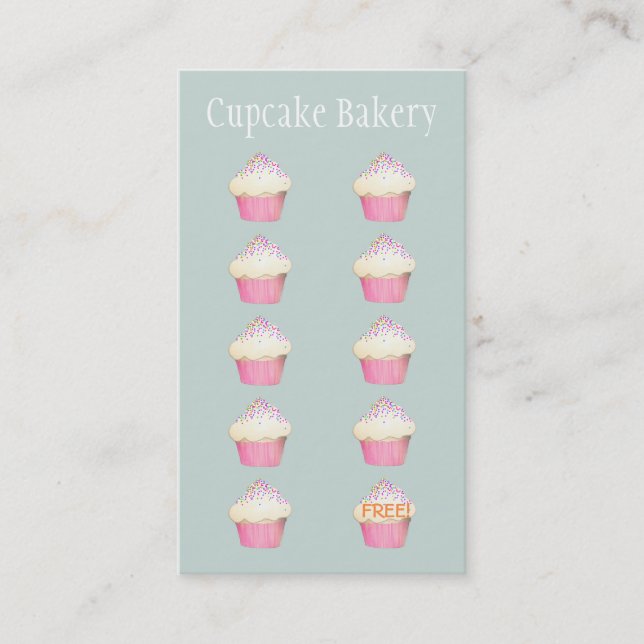 Bakery Cupcake Baker Customer Loyalty Punch Card (Front)