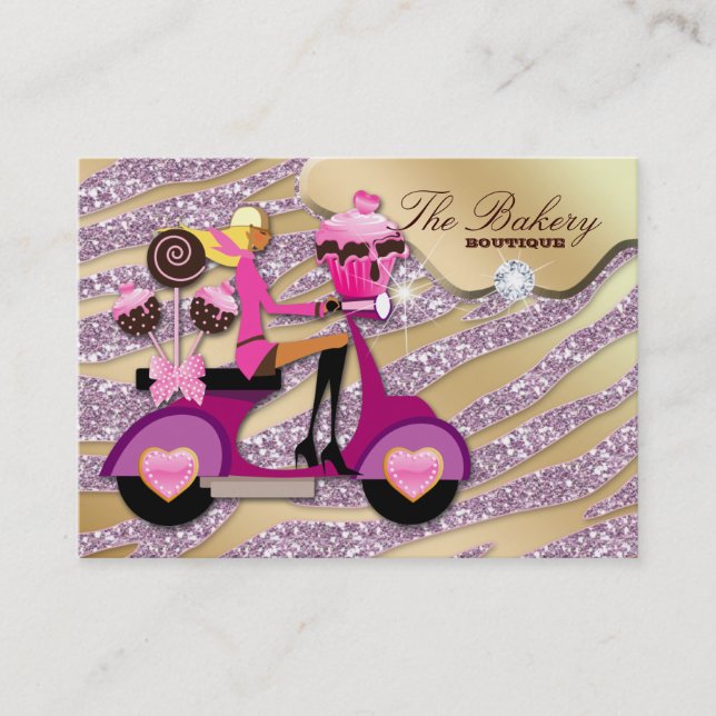 Bakery Cupcake Cake Pops Glitter Chocolate Business Card (Front)