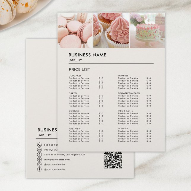 Bakery Cupcake Cake Shop Price List Flyer (Bakery Cupcake Cake Shop Create Your Own Price List Flyer by MINTIC DESIGN STUDIO)