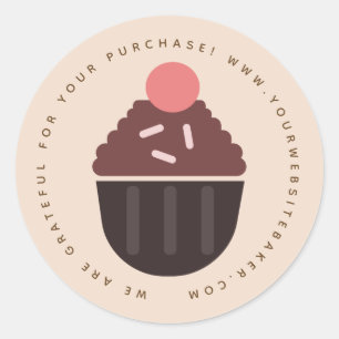 Bakery  Cupcake Earthy Tone Baker Business  Classic Round Sticker