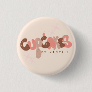 Bakery Cupcake Hand Lettering Business 1 Inch Round Button