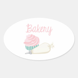 Bakery Cupcake Oval Sticker