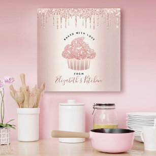 Bakery Cupcake Pastry Chef Rose Gold Glitter Drips Canvas Print