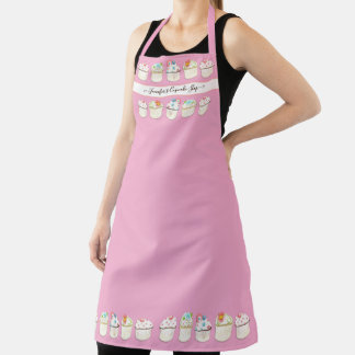Bakery Cupcake Shop Watercolor Pink Sprinkles  Apron