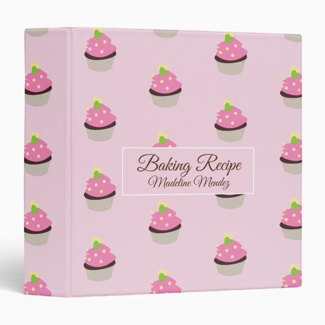 Bakery Cupcakes Pattern Pink Binder (Front/Spine)