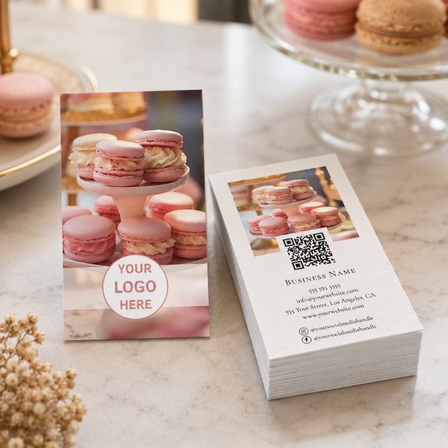 Bakery Custom Logo Photo QR Code Business Card (Bakery Custom Logo Photo QR Code Business Card)