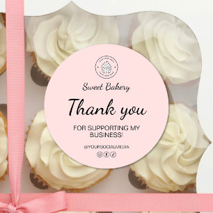 Bakery Custom Logo Thank You Business Classic Round Sticker