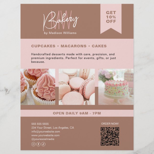 Bakery Custom Monogram Logo Flyer (Front)