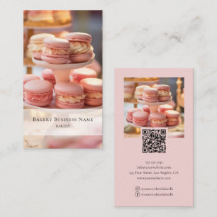 Bakery Custom Photo QR Code Pink Business Card
