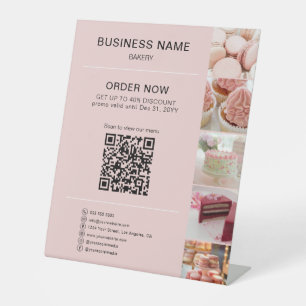 Bakery Custom Photo Social Media QR Pedestal Sign