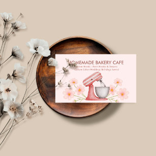 Bakery Customizable Pink Cake Makers Flower Business Card