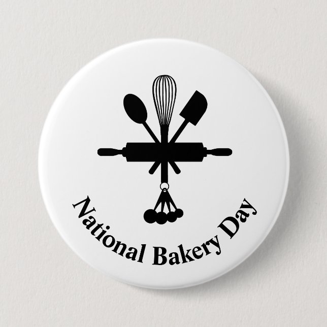 Bakery Day Button with Baking Utensils Icon (Front)