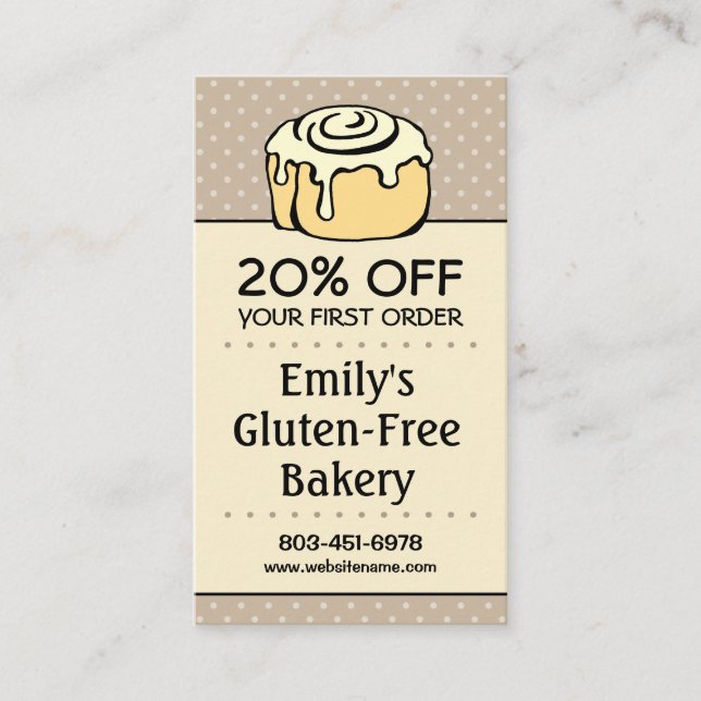 Bakery Discount Coupon Loyalty Referral Vertical Business Card (Front)