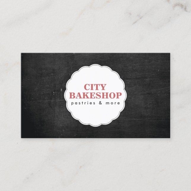 BAKERY DOILY LOGO on BLACK WOOD Business Card (Front)