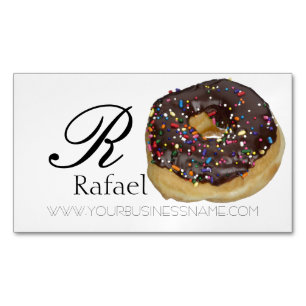 Bakery Doughnut Elegant Name Monogram Business Magnetic Business Card
