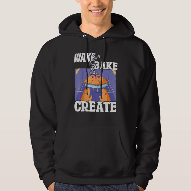 Bakery Doughnut Wake Bake Create Pastry Chef Cake  Hoodie (Front)