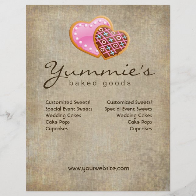 Bakery Flyer Cookies Heart Valentine Sale (Front)
