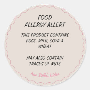 Bakery Food Allergy Allert Classic Round Sticker
