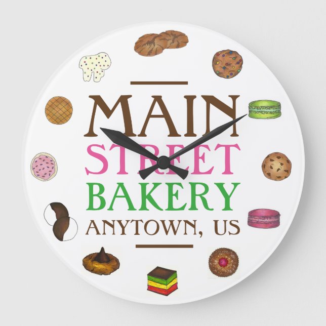 Bakery Gingersnap Macaron Sugar Peanut Cookies Large Clock (Front)