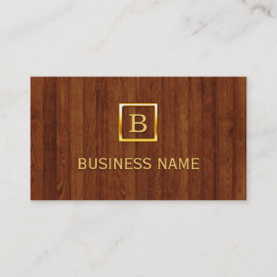 Bakery Gold Monogram Elegant Wood Business Card