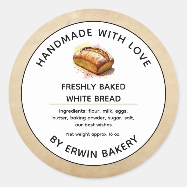 Bakery Goods Baked Loaf of Bread Label (Front)