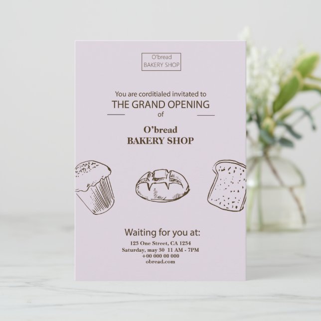 bakery grand opening invitation  (Standing Front)