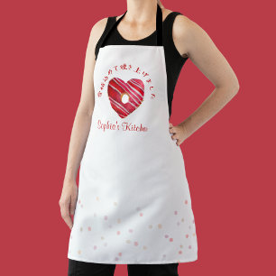 Bakery Heart Donut Red Watercolor Cute Baking Apron