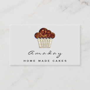 Bakery Home Made Cake Logo Muffin Smile Elegant Business Card