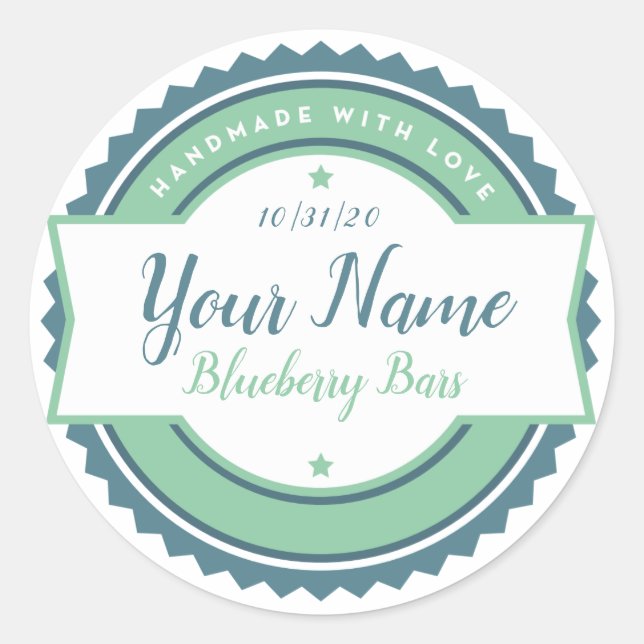 Bakery Label Kitchen Sticker Aqua Blue (Front)