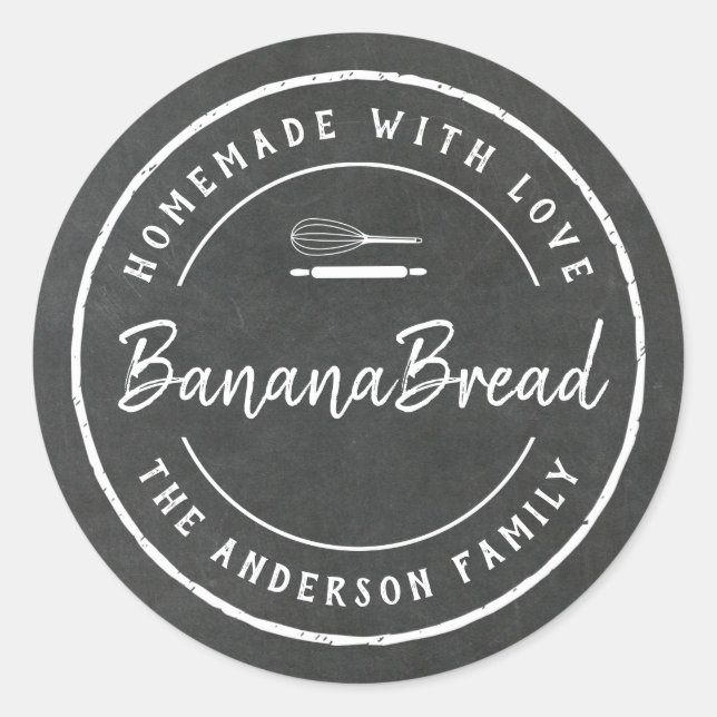 Bakery Logo Homemade Baking Gift Chalkboard Classic Round Sticker (Front)