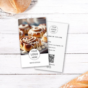 Bakery Logo Photo QR Code White Business Card