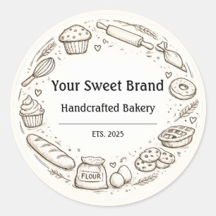 Bakery Logo Sticker - Custom Baking Icons Design