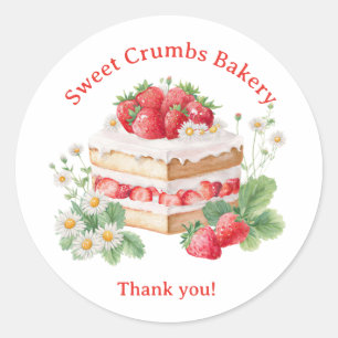 Bakery Logo Stickers,  Strawberry Cake Label