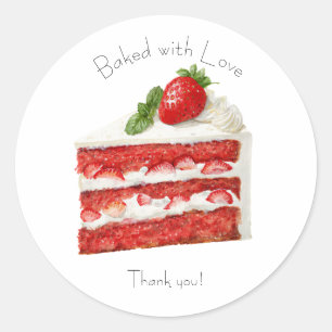 Bakery Logo Stickers,  Strawberry Cake Label