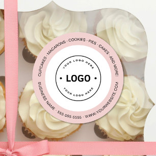 Bakery Logo White and Pink Classic Round Sticker