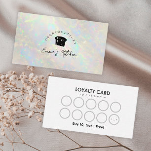 Bakery Loyalty Card White Opal Holographic