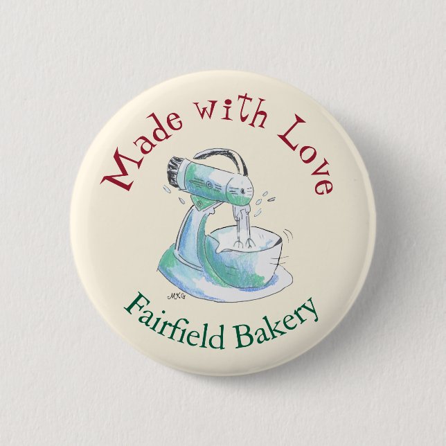 Bakery Made With Love Retro Baking Cooking 2 Inch Round Button (Front)