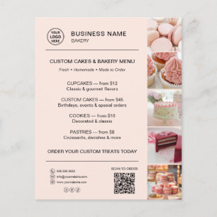 Bakery Menu Custom Logo QR Code Peach