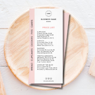 Bakery Menu Price List 