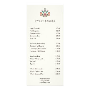 Bakery Menu Rack Card