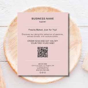 Bakery Minimalist Promotion Discount QR Code Pink Flyer