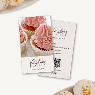Bakery Monogram Logo Custom Photo QR Tan Business Card