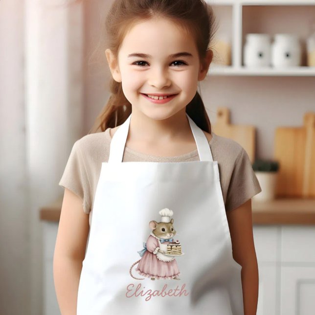 Bakery Mouse Cute Personalized Kids Apron (Creator Uploaded)