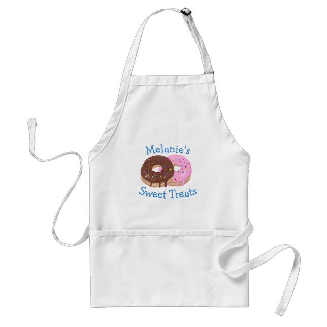 Bakery Name Chocolate and Pink Sprinkled Doughnuts Standard Apron (Front)