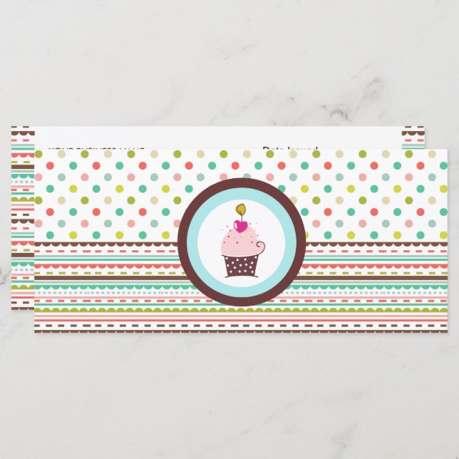 Bakery or Cupcake Shop Gift Certificates (Front/Back)