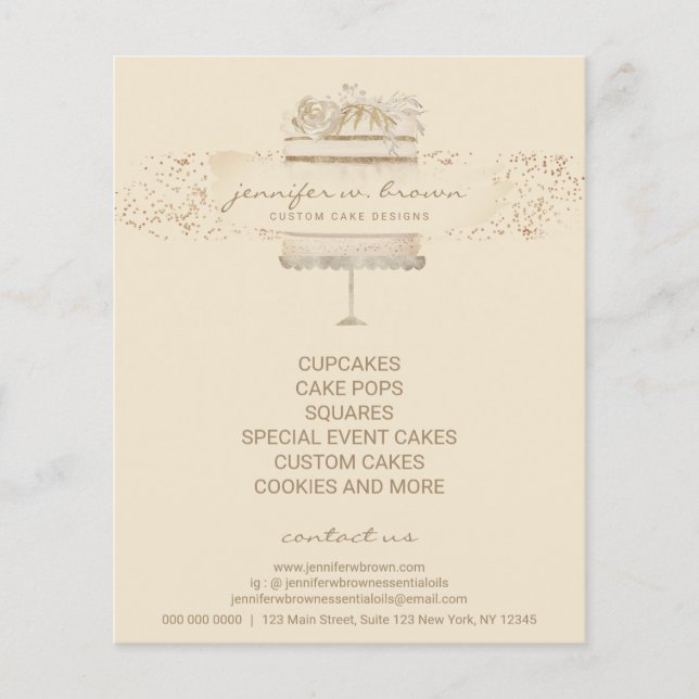 Bakery Pastries Custom Decorated Birthday Cake Flyer (Front)