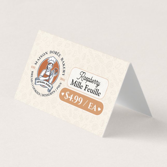 Bakery Pastry Baker Display Sign Label Price Tag (Front)