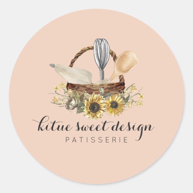 Bakery Pastry Cake Decorator Orange Classic Round Sticker (Front)